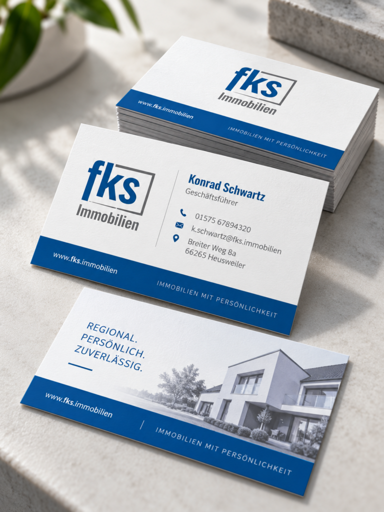 Visitenkarten im Corporate Design von FKS Immobilien